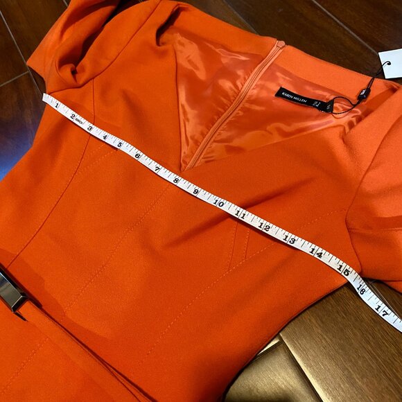 *NWT* Karen Millen Red "Forever" Structured Crepe Bar Belt Midi Dress - Size 4 - Picture 12 of 16